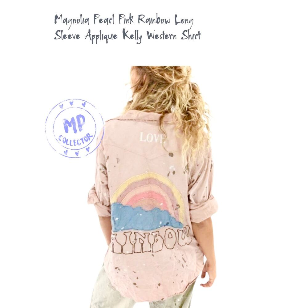 Magnolia Pearl Pink Kelly Rainbow Appliqué Western Shirt